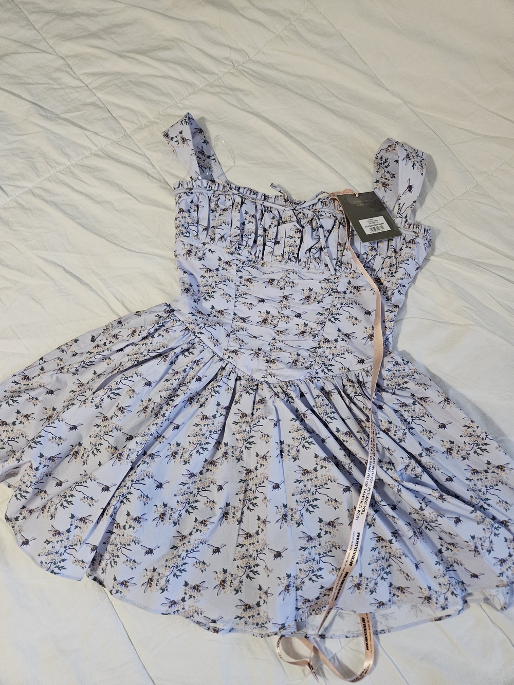 House of CB Ophelia Dress Blue Floral Square-Neck Mini Dress - Picture 5 of 8